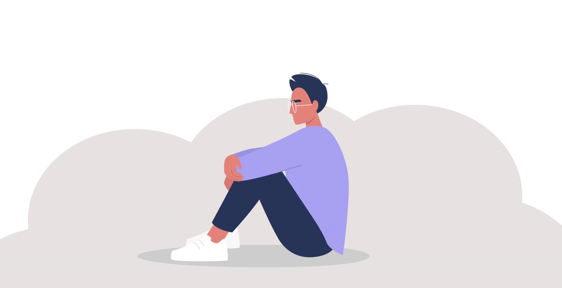 Illustration of a man sitting and thinking